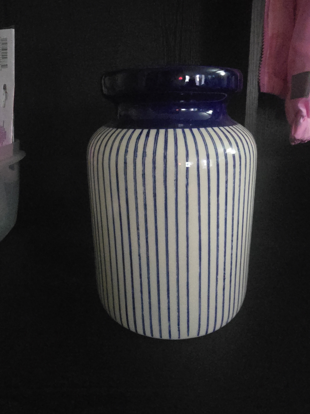 LA Cucina Collection-Blue and White Striped Ceramic Vase